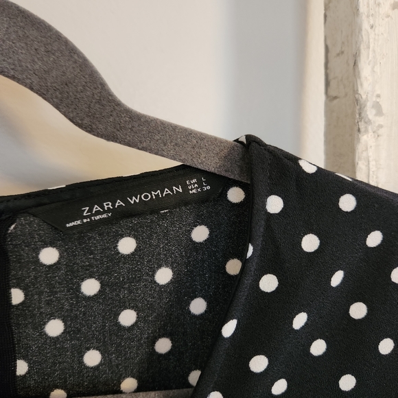 Zara Woman Large polka dot palazzo cropped wide leg jumpsuit - Picture 4 of 6